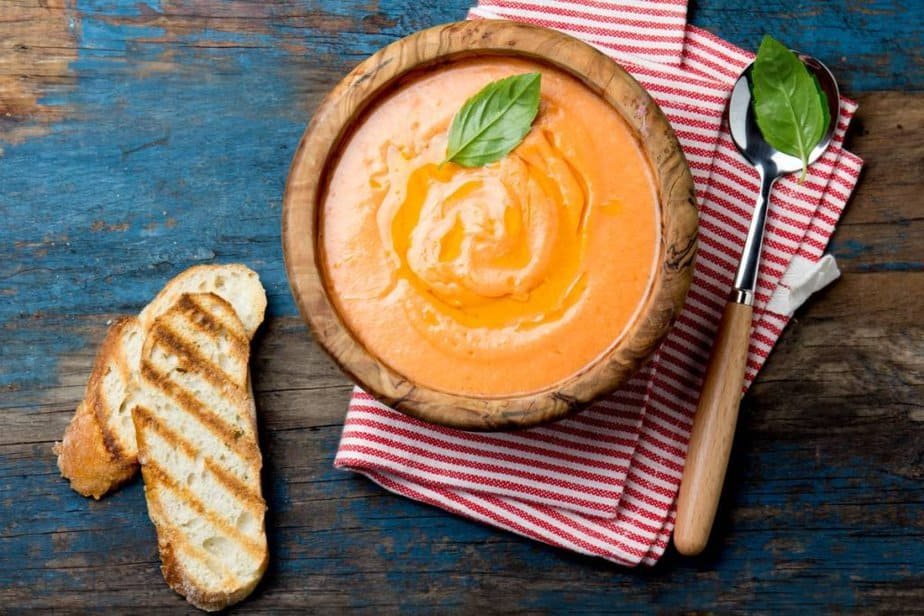 Traditional Spanish Andalusian Tomato Cream Soup - Salmorejo. Salmorejo or Gazpacho Cream Soup.